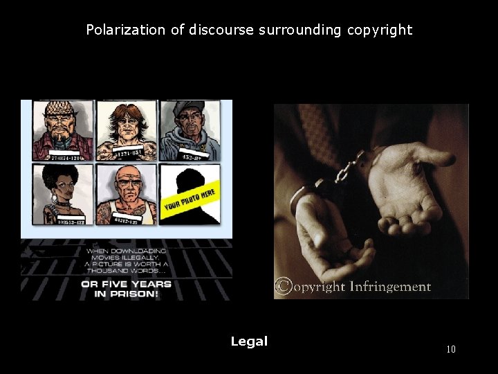 Polarization of discourse surrounding copyright Legal 10 