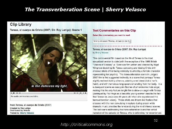 The Transverberation Scene | Sherry Velasco http: //criticalcommons. org 52 