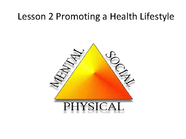 Lesson 2 Promoting a Health Lifestyle 