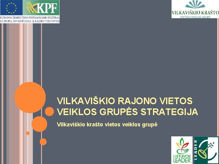 VILKAVIŠKIO RAJONO VIETOS VEIKLOS GRUPĖS STRATEGIJA Vilkaviškio krašto vietos veiklos grupė 