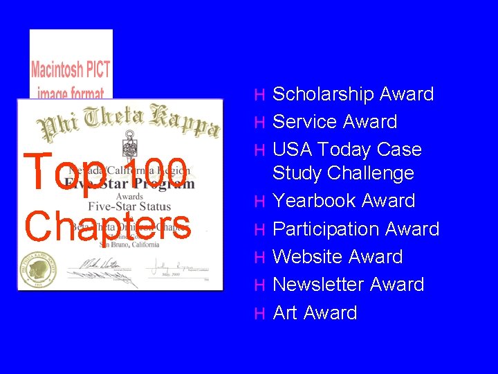 H H Top 100 Chapters H H H Scholarship Award Service Award USA Today