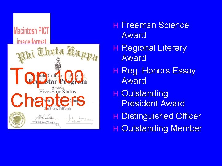 H H Top 100 H Chapters H H H Freeman Science Award Regional Literary