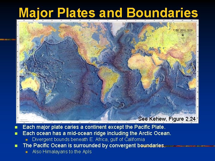 Major Plates and Boundaries n n See Kehew, Figure 2. 24 Each major plate