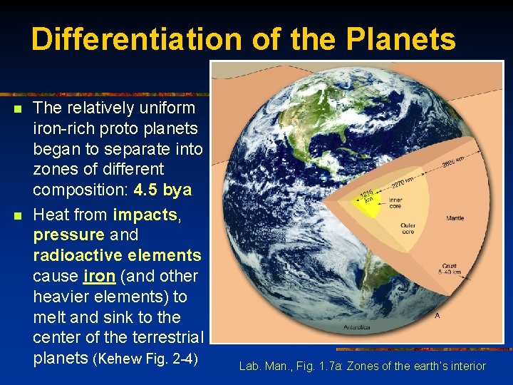 Differentiation of the Planets n n The relatively uniform iron-rich proto planets began to