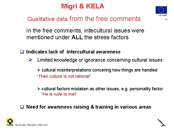 Migri & KELA Qualitative data from the free comments 25. 9. 2020 In the