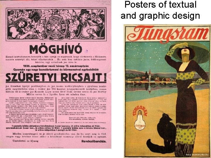 Posters of textual and graphic design 