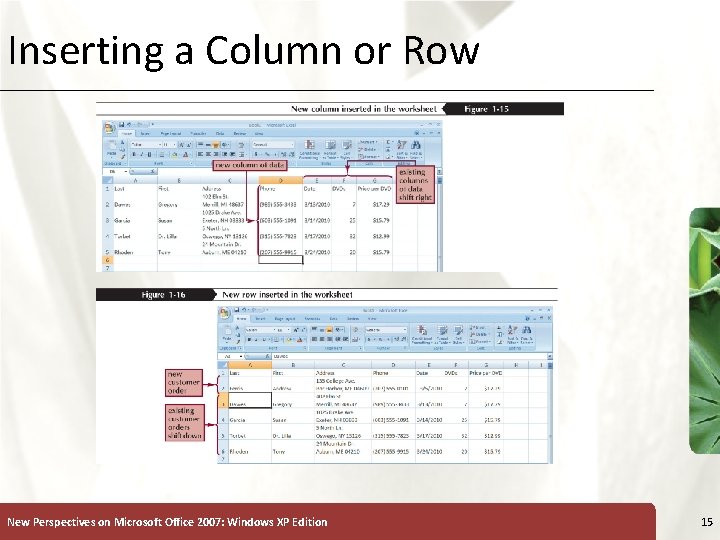 Inserting a Column or Row New Perspectives on Microsoft Office 2007: Windows XP Edition