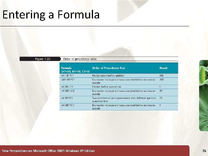 Entering a Formula New Perspectives on Microsoft Office 2007: Windows XP Edition XP 26