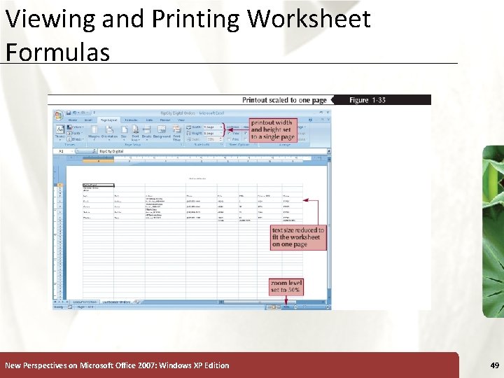 Viewing and Printing Worksheet Formulas New Perspectives on Microsoft Office 2007: Windows XP Edition