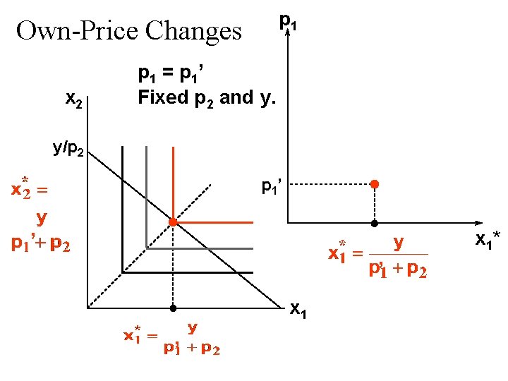 p 1 Own-Price Changes x 2 p 1 = p 1’ Fixed p 2 p 1 Own-Price Changes x 2 p 1 = p 1’ Fixed p 2