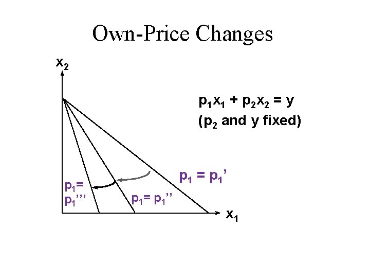 Own-Price Changes x 2 p 1 x 1 + p 2 x 2 = Own-Price Changes x 2 p 1 x 1 + p 2 x 2 =