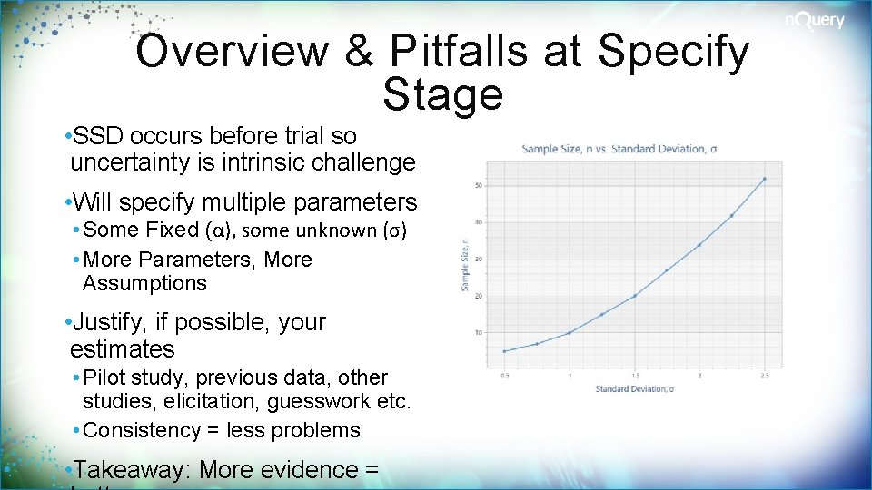 Overview & Pitfalls at Specify Stage • SSD occurs before trial so uncertainty is
