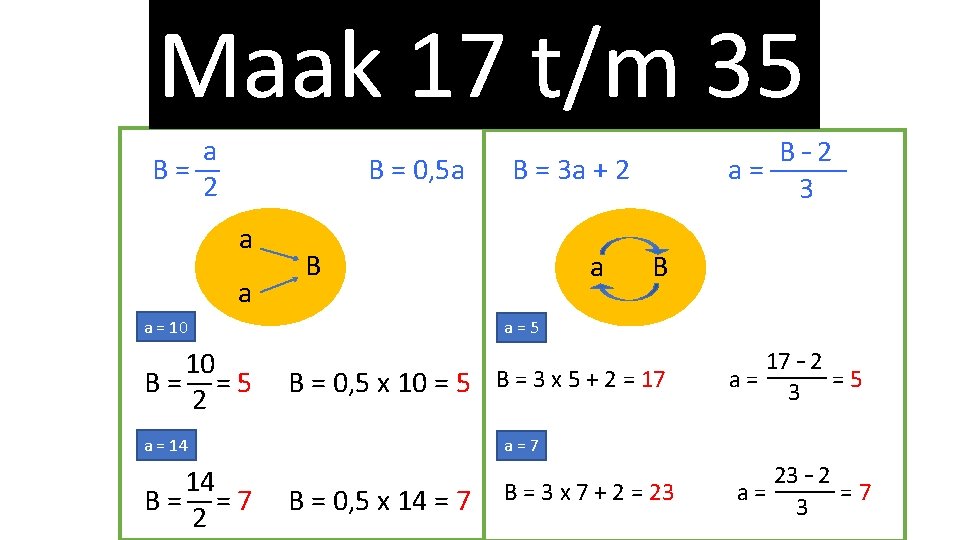 Maak 17 t/m 35 a B = 2 B = 0, 5 a a