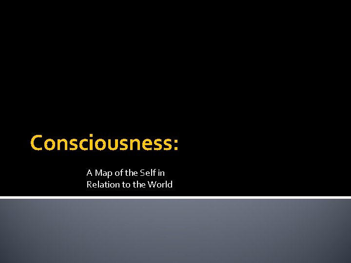Consciousness: A Map of the Self in Relation to the World 