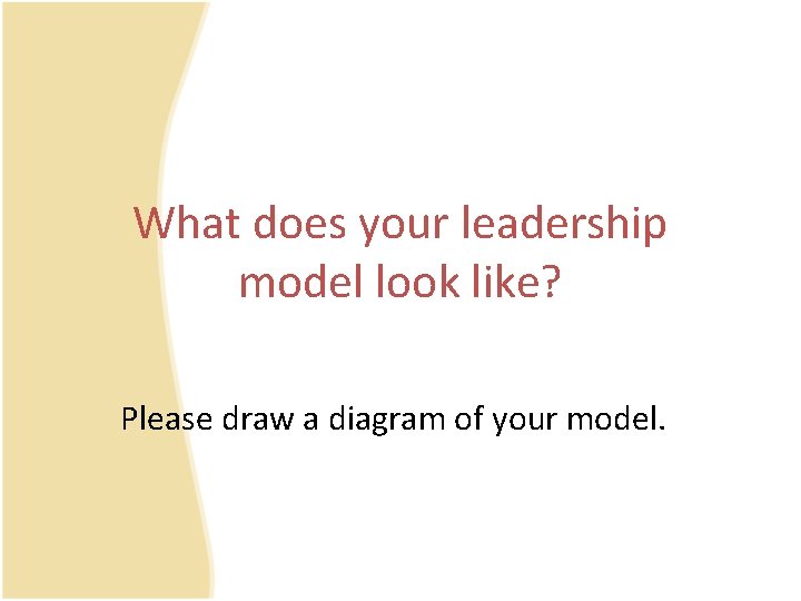 What does your leadership model look like? Please draw a diagram of your model.