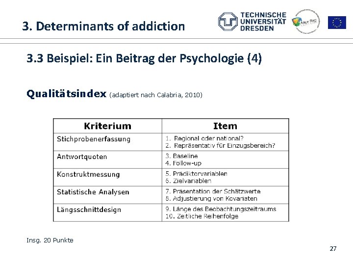  3. Determinants of addiction 1. ALICE RAP 3. 3 Beispiel: Ein Beitrag der