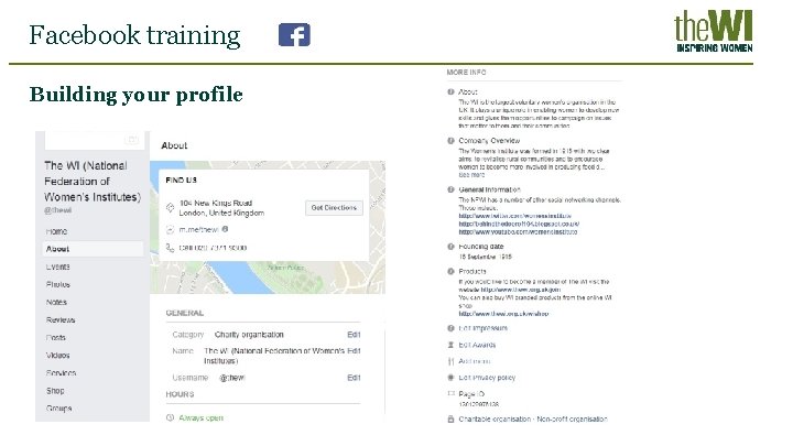 Facebook training Building your profile 