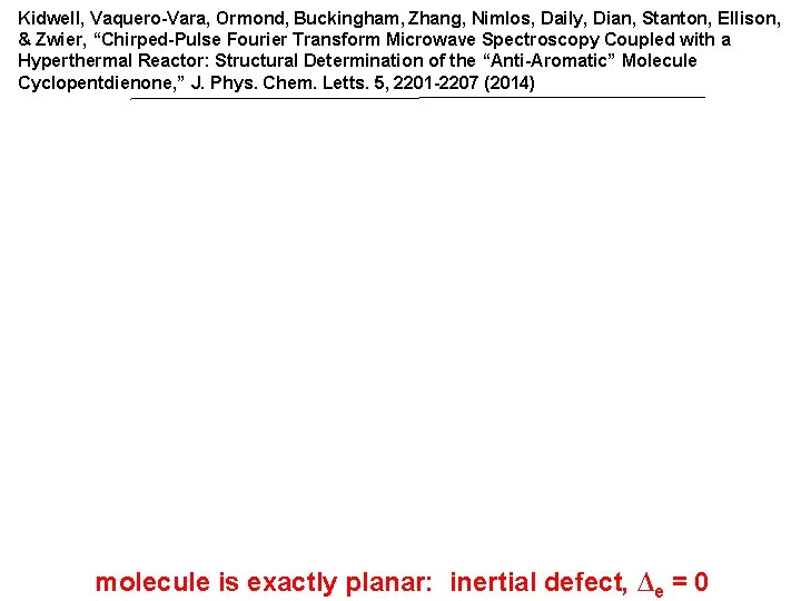 Kidwell, Vaquero-Vara, Ormond, Buckingham, Zhang, Nimlos, Daily, Dian, Stanton, Ellison, & Zwier, “Chirped-Pulse Fourier