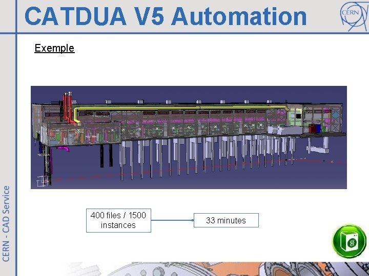 CATDUA V 5 Automation Exemple Related windows are closed 400 files / 1500 instances