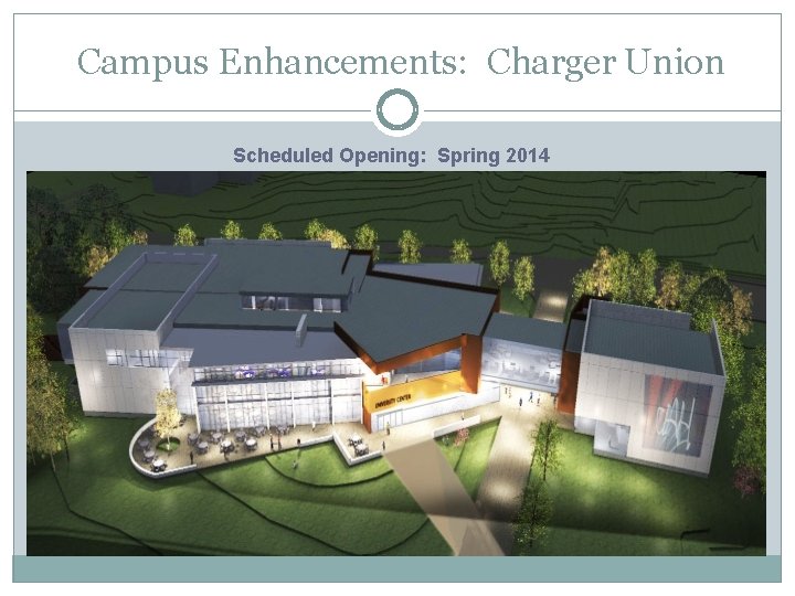 Campus Enhancements: Charger Union Scheduled Opening: Spring 2014 