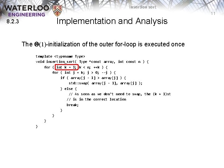 Ece 250 Algorithms And Data Structures Insertion Sort