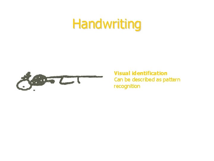 Handwriting Visual identification Can be described as pattern recognition 