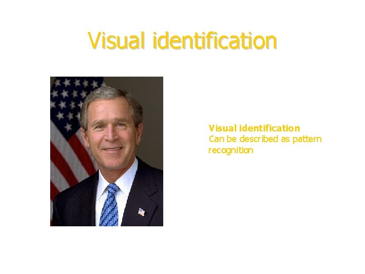 Visual identification Can be described as pattern recognition 
