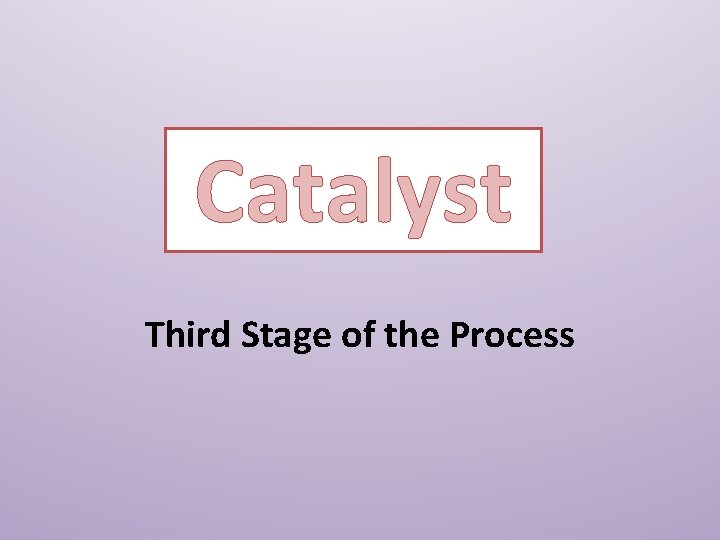 Catalyst Third Stage of the Process 