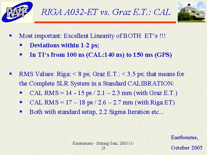 RIGA A 032 -ET vs. Graz E. T. : CAL § Most important: Excellent