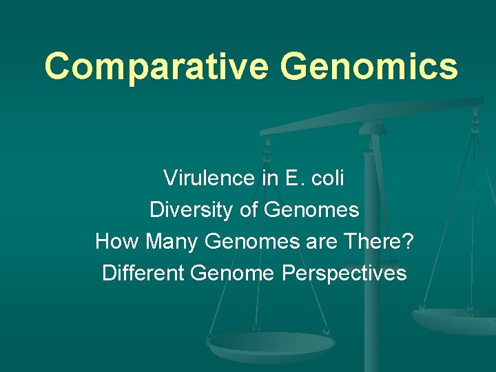 Comparative Genomics Virulence in E. coli Diversity of Genomes How Many Genomes are There?