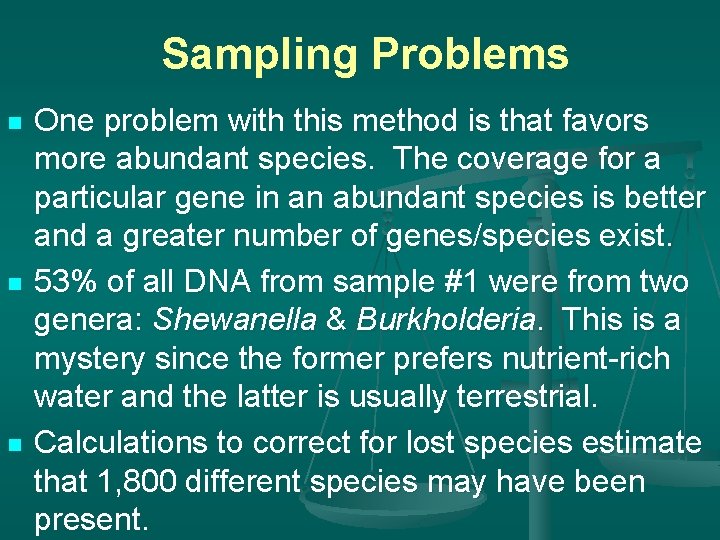 Sampling Problems n n n One problem with this method is that favors more