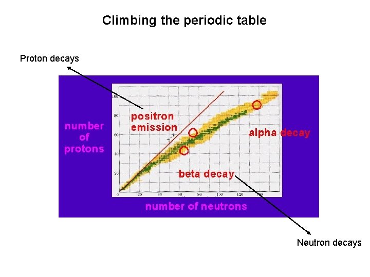 Climbing the periodic table Proton decays Neutron decays 