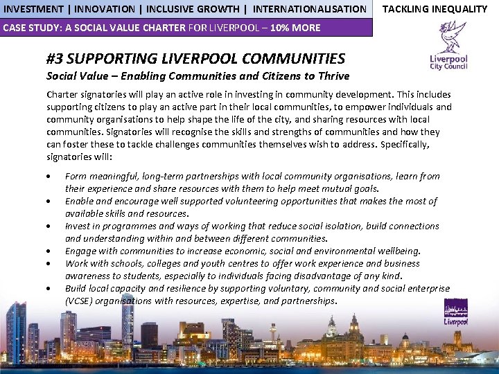 INVESTMENT | INNOVATION | INCLUSIVE GROWTH | INTERNATIONALISATION TACKLING INEQUALITY CASE STUDY: A SOCIAL