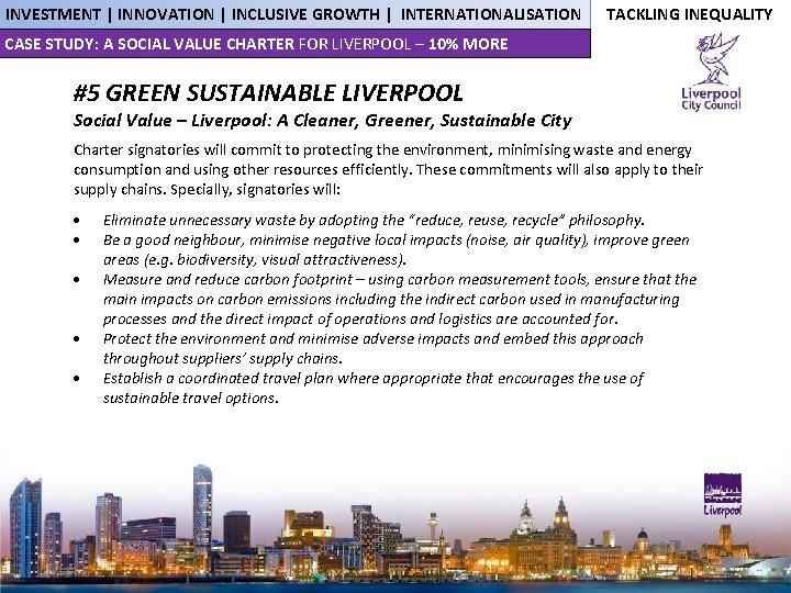 INVESTMENT | INNOVATION | INCLUSIVE GROWTH | INTERNATIONALISATION TACKLING INEQUALITY CASE STUDY: A SOCIAL