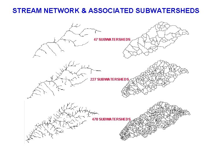 STREAM NETWORK & ASSOCIATED SUBWATERSHEDS 47 SUBWATERSHEDS 227 SUBWATERSHEDS 470 SUBWATERSHEDS STREAM NETWORK & ASSOCIATED SUBWATERSHEDS 47 SUBWATERSHEDS 227 SUBWATERSHEDS 470 SUBWATERSHEDS