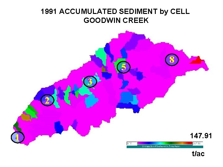 1991 ACCUMULATED SEDIMENT by CELL GOODWIN CREEK 5 8 3 2 1 147. 91 1991 ACCUMULATED SEDIMENT by CELL GOODWIN CREEK 5 8 3 2 1 147. 91