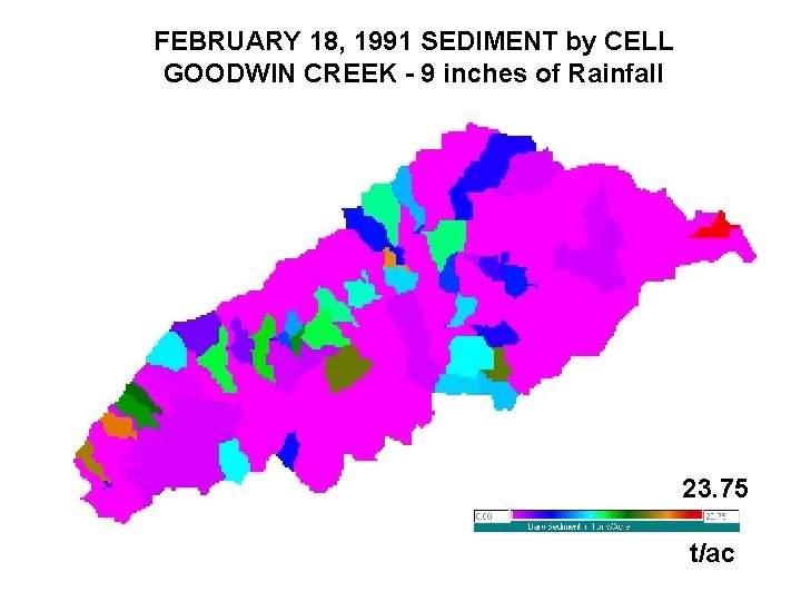 FEBRUARY 18, 1991 SEDIMENT by CELL GOODWIN CREEK - 9 inches of Rainfall 23. FEBRUARY 18, 1991 SEDIMENT by CELL GOODWIN CREEK - 9 inches of Rainfall 23.