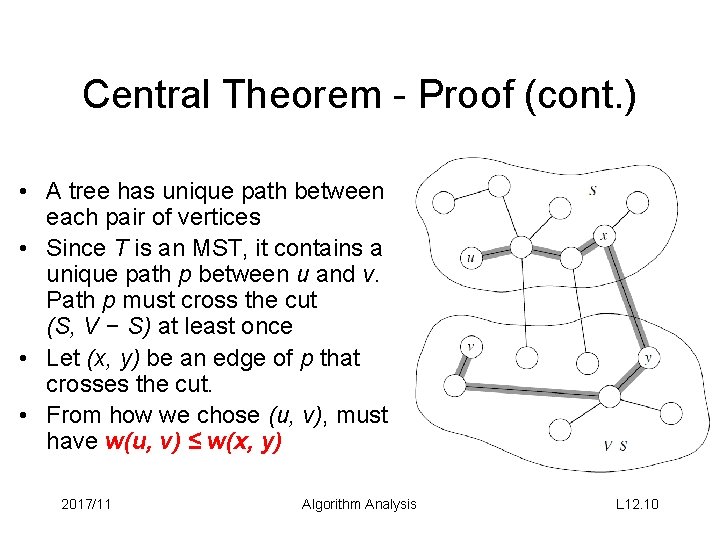 Central Theorem - Proof (cont. ) • A tree has unique path between each