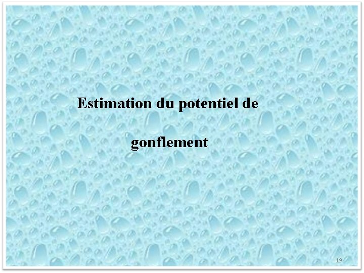 Estimation du potentiel de gonflement 19 