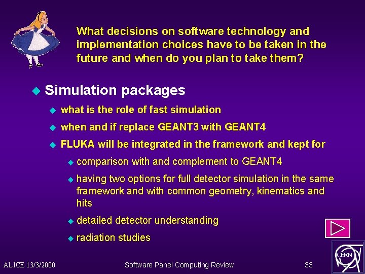 What decisions on software technology and implementation choices have to be taken in the