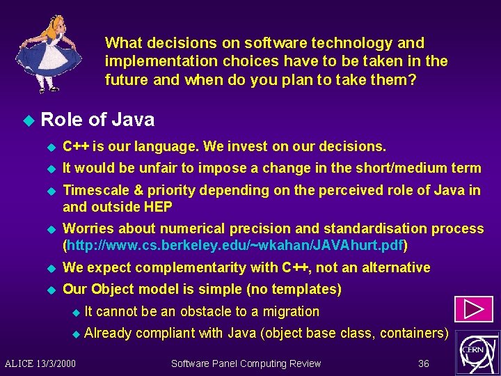 What decisions on software technology and implementation choices have to be taken in the