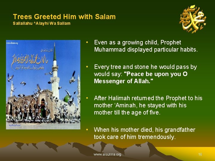 Trees Greeted Him with Salam Sallallahu ^Alayhi Wa Sallam • Even as a growing