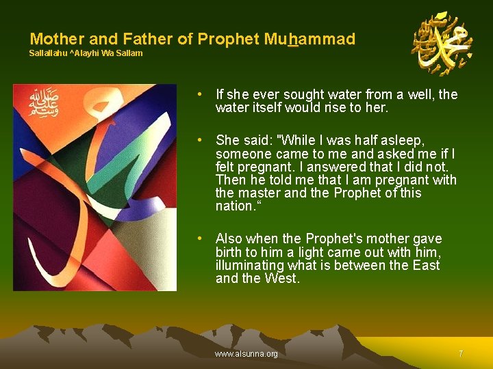 Mother and Father of Prophet Muhammad Sallallahu ^Alayhi Wa Sallam • If she ever