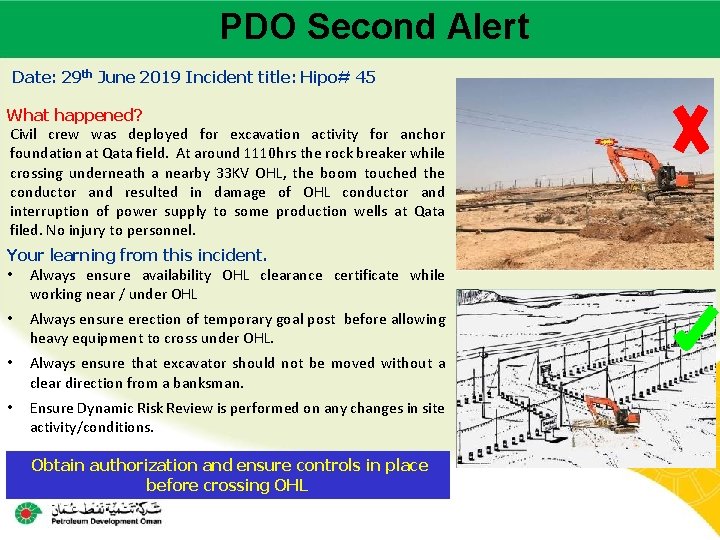PDO Second Alert Main contractor name – LTI# - Date of incident Date: 29