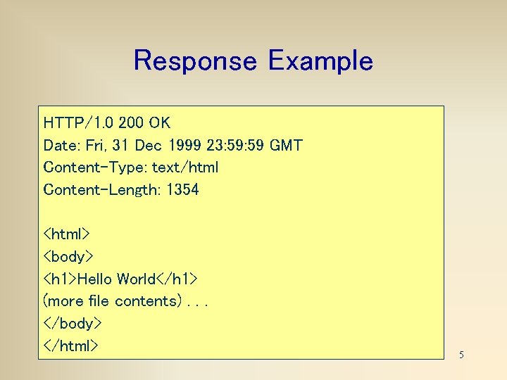 Response Example HTTP/1. 0 200 OK Date: Fri, 31 Dec 1999 23: 59 GMT