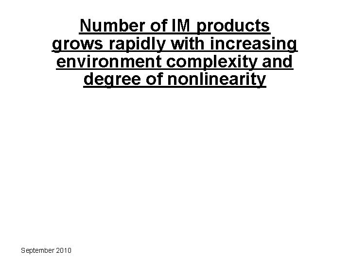 Number of IM products grows rapidly with increasing environment complexity and degree of nonlinearity