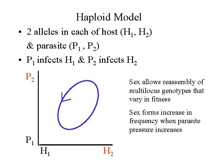 Haploid Model • 2 alleles in each of host (H 1, H 2) & Haploid Model • 2 alleles in each of host (H 1, H 2) &