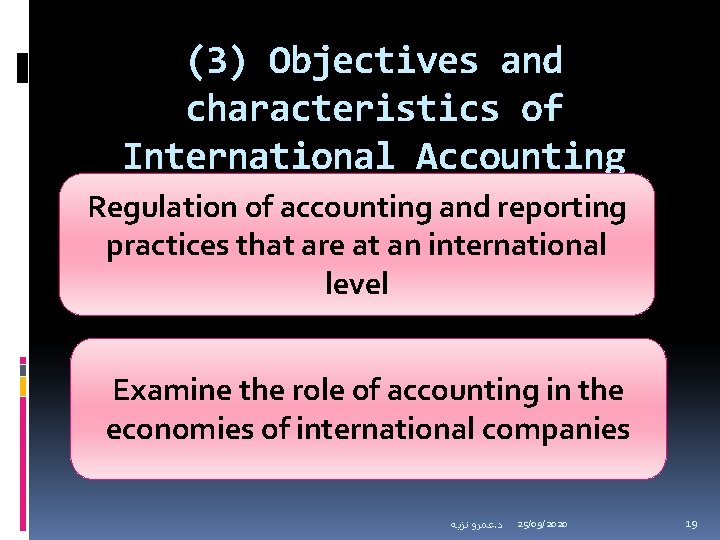 (3) Objectives and characteristics of International Accounting Regulation of accounting and reporting practices that