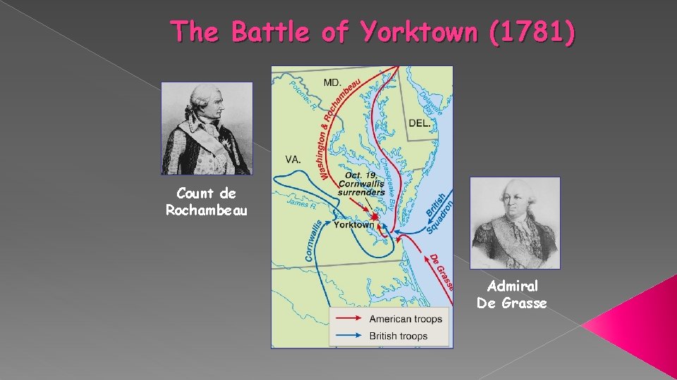 The Battle of Yorktown (1781) Count de Rochambeau Admiral De Grasse 