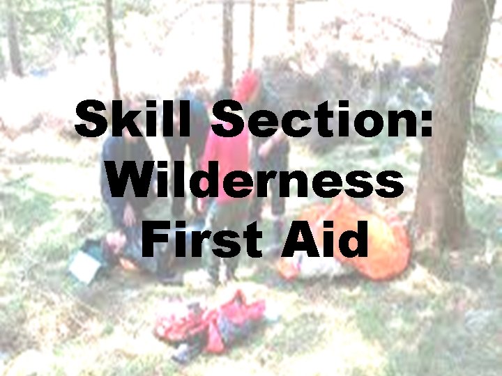 Skill Section: Wilderness First Aid 